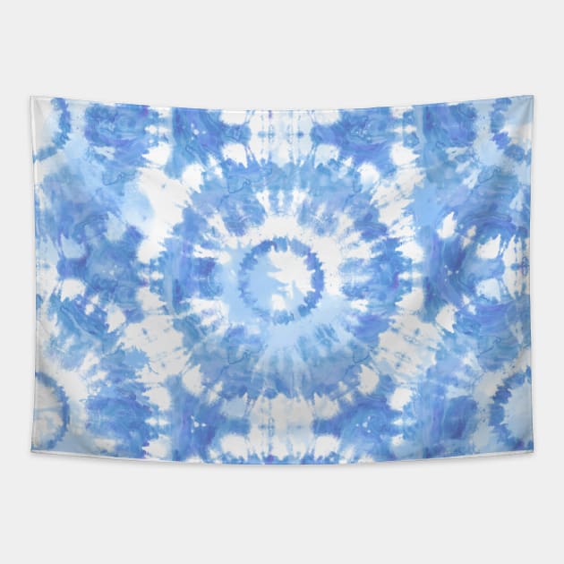 Blue and White Tie Dye Batik Tapestry by LittleBean