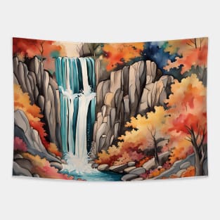 Water Color Waterfall Wonderland Tapestry