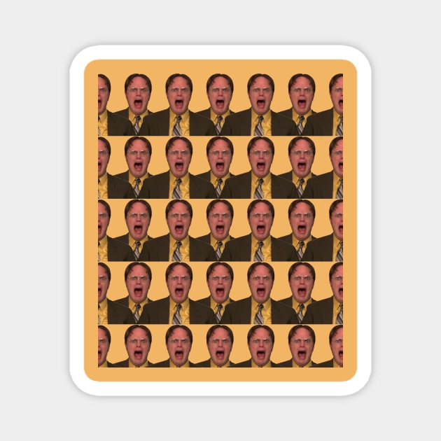 Dwight Repeat Pattern In Mustard Yellow The Office Fan Magnet by graphicbombdesigns