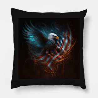 American Eagle and Flag Abstract Art Pillow