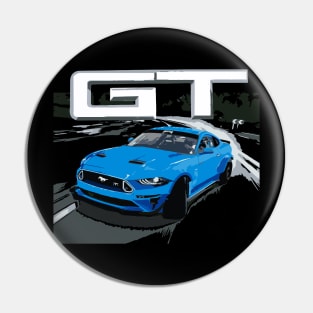 GT Mustang Grabber Blue Drift Burn Out Pin