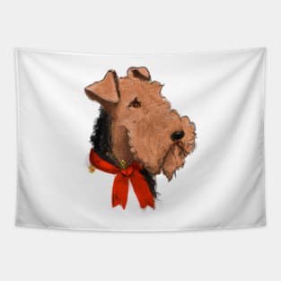 Cute Airedale Terrier Drawing Tapestry