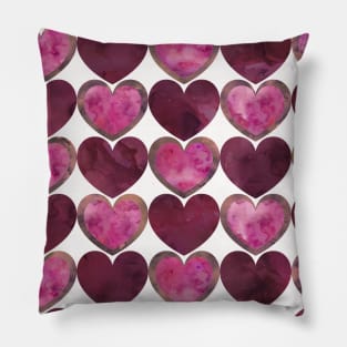 Watercolor Heart Pattern Pillow