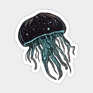 Neon and Blackwork Jellyfish Magnet