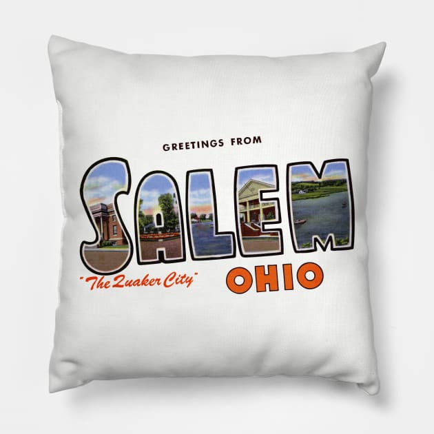 Greetings from Salem Ohio Pillow by reapolo