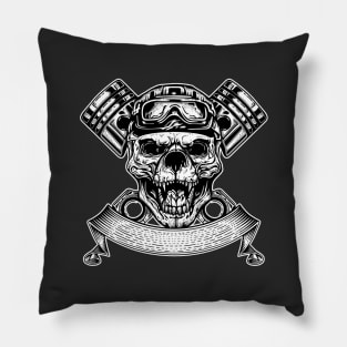 Dog Skull Biker Piston Motorcycle Pillow