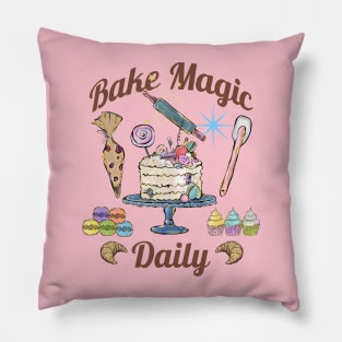 Bake Magic Daily, fun baking magical design Pillow