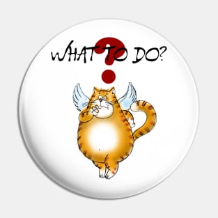 What To Do? Curious Kitty Cat Pin