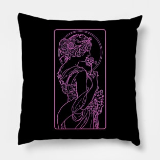 Alphonse Mucha Primevere Pink Neon Pillow