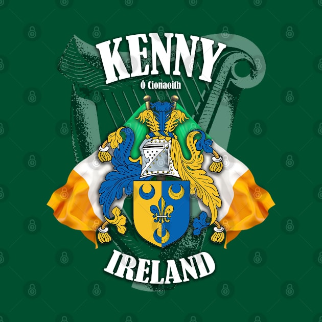 Kenny Family Crest Ireland Coat of Arms and Irish Flags by Ireland