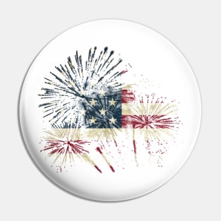 Happy July 4th American USA Flag Colorful Fireworks Pin