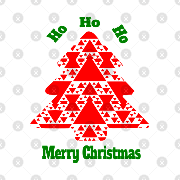 "Ho Ho Ho Merry Christmas" - in Red Christmas Tree Pattern by YayYolly