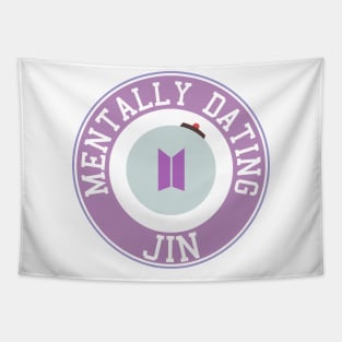 Mentally dating BTS Jin logo Tapestry