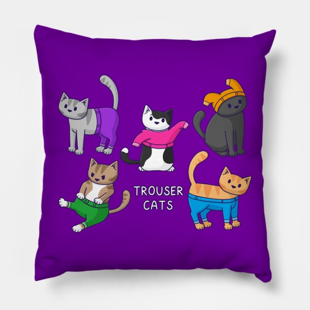 Trouser Cats Pillow by Doodlecats 