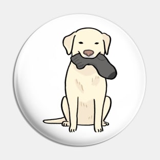 Labrador dog eating sock Pin