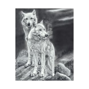 Moon Shadows - wolf cubs -pencil drawing T-Shirt