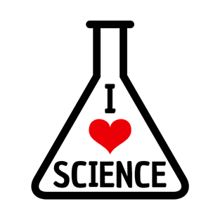 I love science stickers - red heart on Erlenmeyer flask T-Shirt