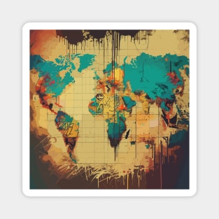 Street art earth map Magnet