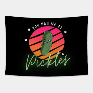 You Had Me At Pickles Kawaii Pickle Sunset Tapestry