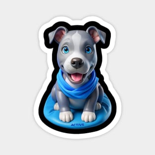 Adorable American Bluenose Pitbull Puppy Cartoon | Cute Dog Lover Gift Magnet