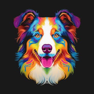 Australian Shepherd Dog Pop Art T-Shirt