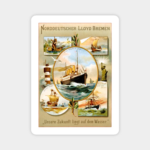 Vintage Travel Poster Germany Norddeutscher Lloyd Bremen Magnet by vintagetreasure
