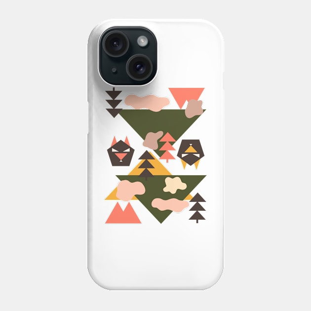 Wolf Nature Geometric Pattern Phone Case by panco