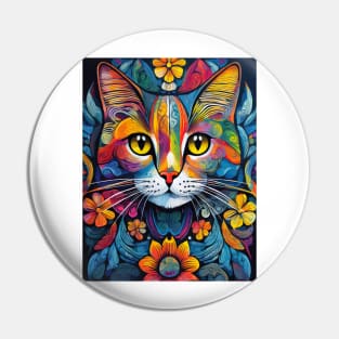 Copy of vibrant and colourful cat art design Pin