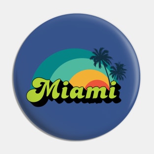 Miami Beach Retro Rainbow Sunrise Pin