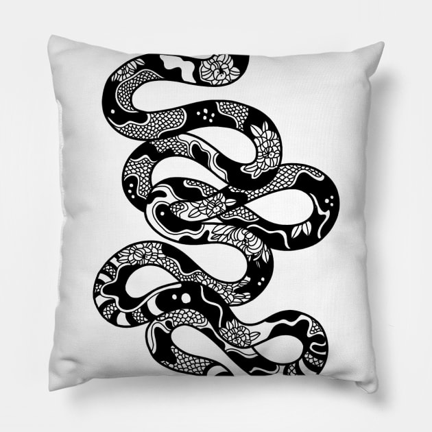 Tattoo Style Snake Pillow by nykiway