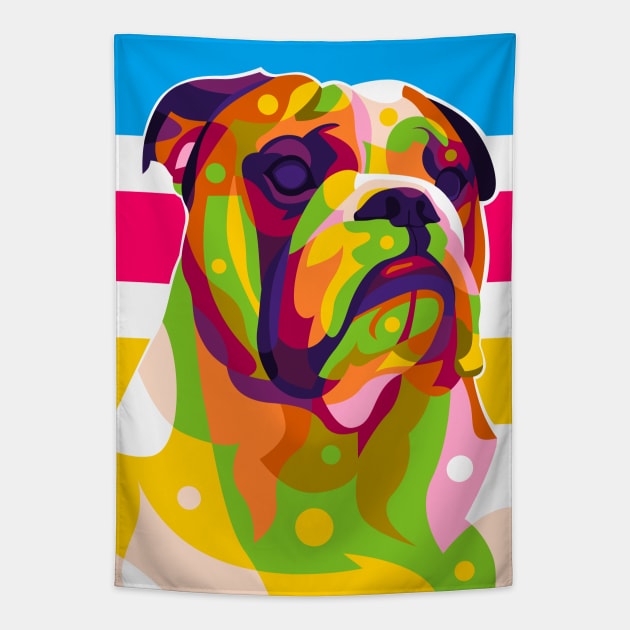 Pitbull Dog Bad Expression Colorful Pop Art Tapestry by wpaprint