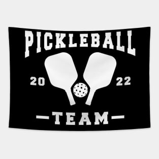 Pickleball team white text. Tapestry