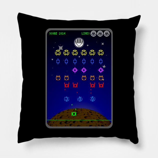 SPACE SECTOR INVADERS Pillow by popcultchart