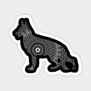 White German Shepherd Mandala Magnet