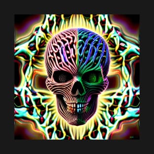 Trippy Psychedelic Pattern Skull 6 T-Shirt