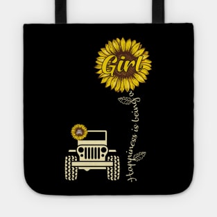 Jeep Sunflower Jeep GIrl Happiness is being a Girl Jeep Women Tote