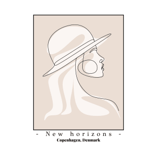 New horizons, Copenhagen Denmark classy woman line art T-Shirt