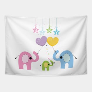 Baby elephant family Tapestry