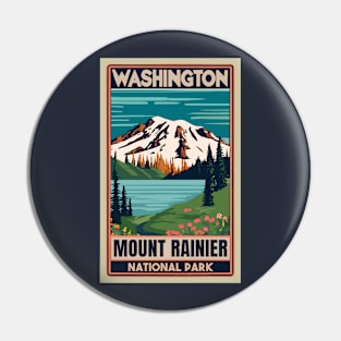 A Vintage Travel Art of the Mount Rainier National Park - Washington - US Pin