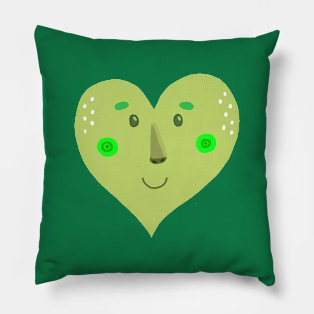 Green heart Pillow by Réka Sajó