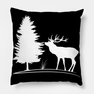 deer, stag, wild animals, hunting, hunter, trees, forester Pillow