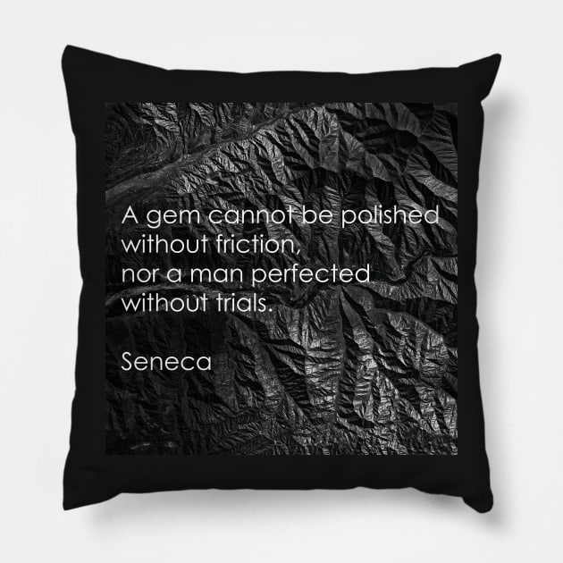 Seneca: Stoic quote on difficulties Pillow by In-Situ