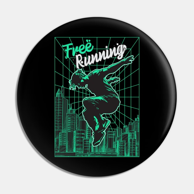 Parkour Freerunner Retro Themed Gift Pin by GrafiqueDynasty