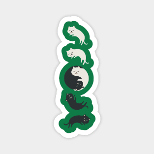 Hidden Cat 26 Yin Yang hug-ing v3 Green Magnet