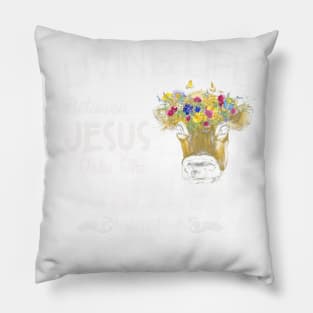 cow living life jesus Pillow