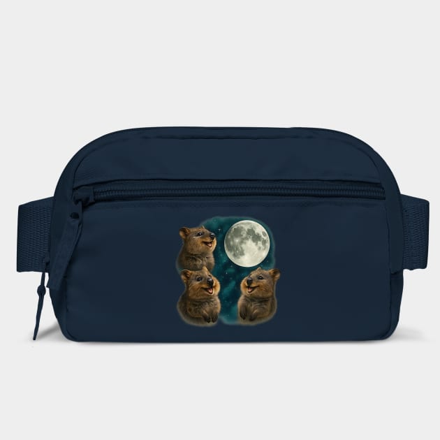 Three Quokkas Howling at Moon, funny happy quokka meme design by Luxinda