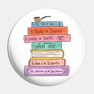 Sherlock Holmes book stack Pin