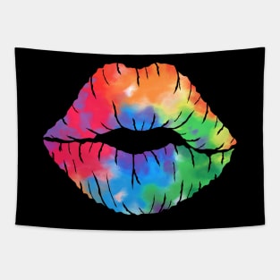 Tie Dye Rainbow Lips Tapestry