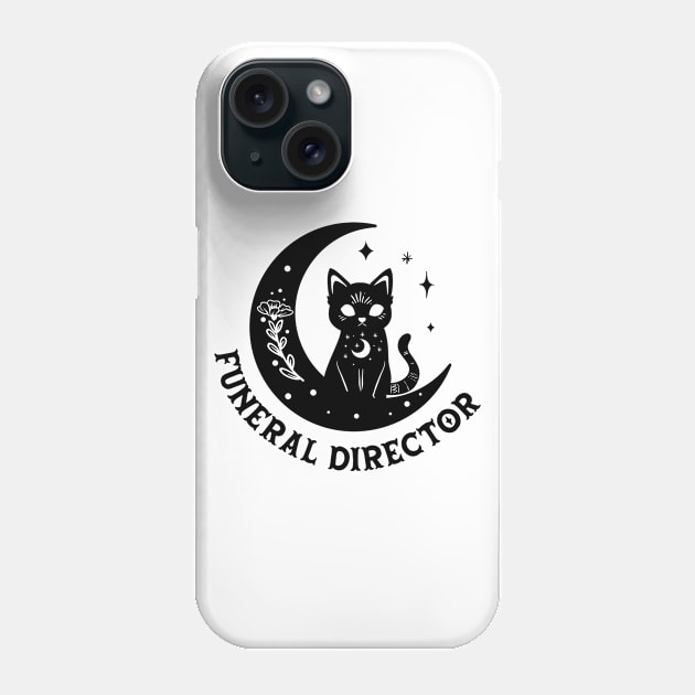 Funeral Director -  Magical Cat On Moon Design Phone Case by best-vibes-only