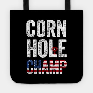 Cornhole Champ Funny Toss Bean Bag Game USA flag Cornhole Tote